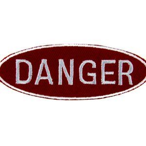Red Danger Patch Embroidered Iron on Applique Safety Badge Biker Metal Punk Emo